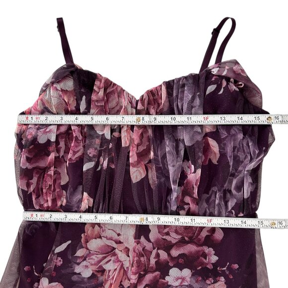 Candalite Spaghetti Strap Floral Sheer Sparkly Fairy Whimisgoth Maxi Dress (PL) - Picture 13 of 16